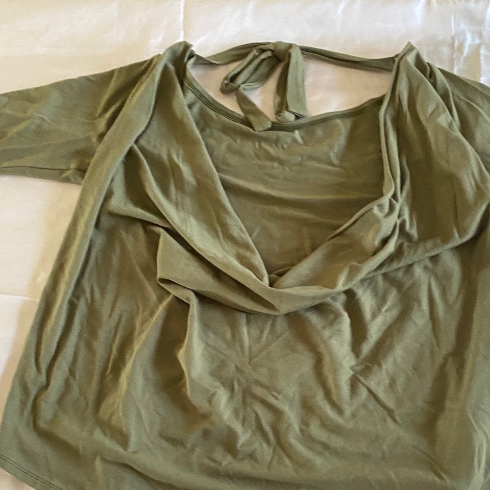 Elegant Olive Drape Neck Blouse